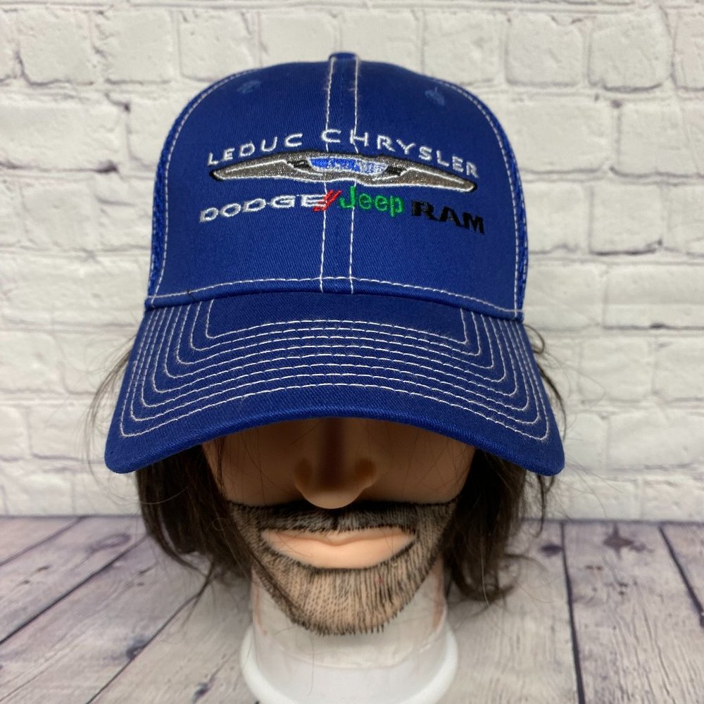 New Era Hat Cap Mesh Stretch Fit S-M Blue Leduc Chrysler Dodge Jeep Ram 39Thirty